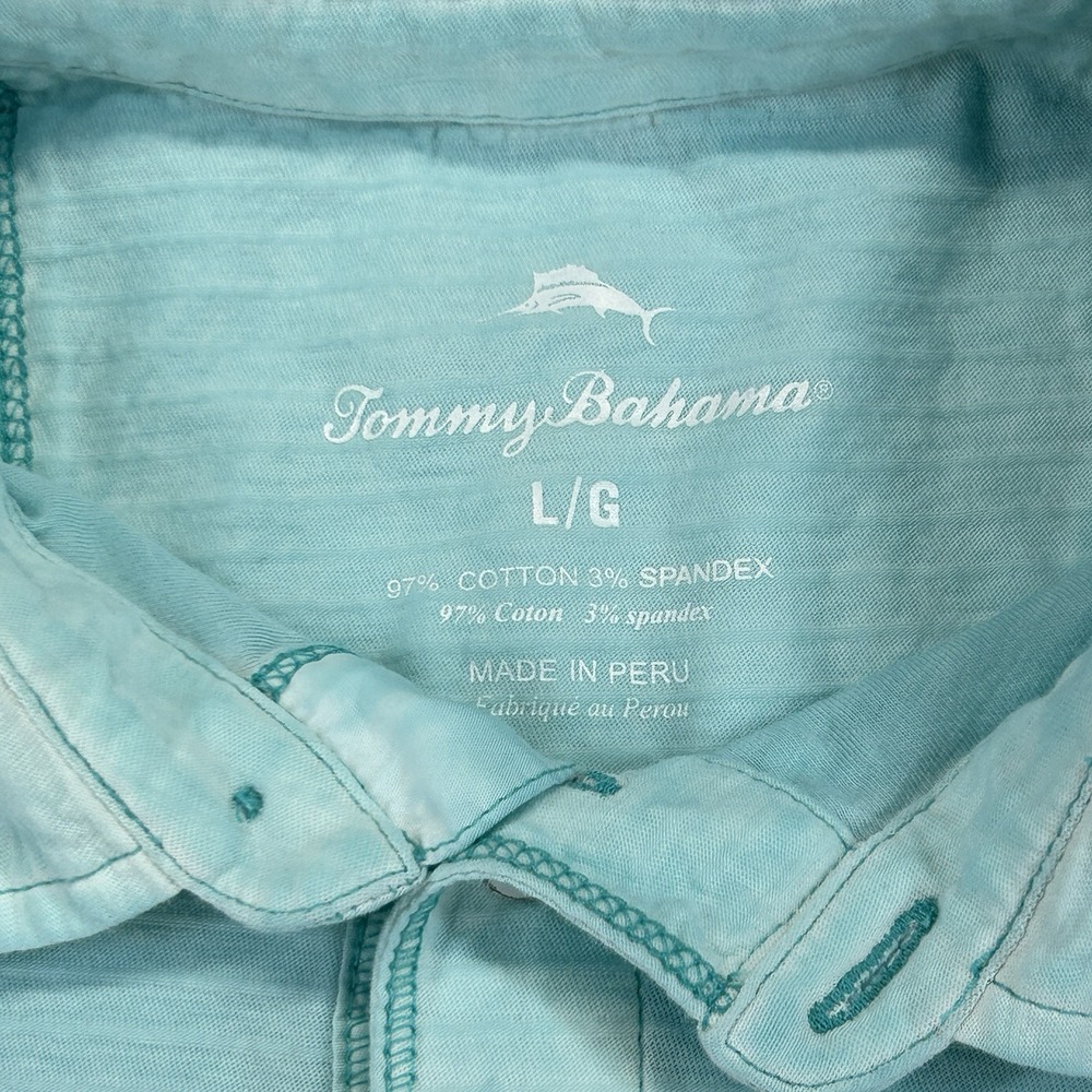 Tommy Bahama Shirt Men's Large Teal Blue Cirrus Coast Polo Casual Golf Stretch - Picture 7 of 10